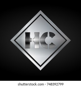 HC Monogram, Silver Logo, Metal Logo, Luxury, Elegant, Abstract, square