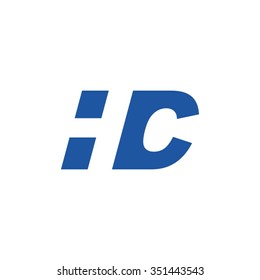 HC negative space letter logo blue