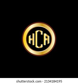 hca letter logo design with circle
