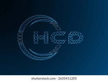 HCD low poly letter logo vector design. HCD lower poly logo design. 