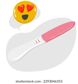HCG Pregnancy test with negative result, one strip or stick meaning not pregnant woman. Feminine item. Flat vector illustration isolated on white background,