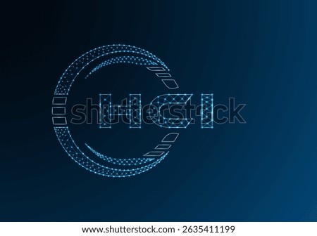 HCI low poly letter logo vector design. HCI lower poly logo design. 