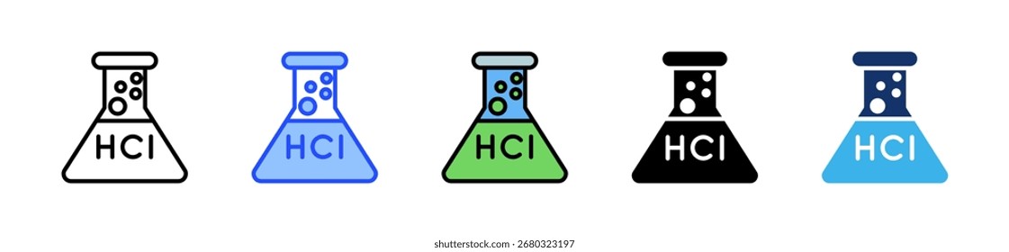 Colección De Icono De Ácido Hcl Con Múltiples Estilos