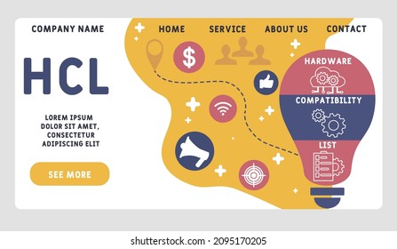 HCL - Hardware Compatibility List acronym. business concept background.  vector illustration concept with keywords and icons. lettering illustration with icons for web banner, flyer, landing