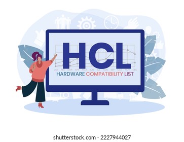 HCL - Hardware Compatibility List acronym. business concept background. vector illustration concept with keywords and icons. lettering illustration with icons for web banner, flyer, landing