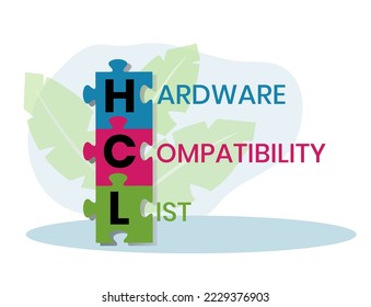 HCL - Hardware Compatibility List acronym. business concept background. vector illustration concept with keywords and icons. lettering illustration with icons for web banner, flyer, landing