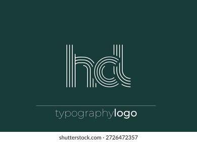 Logotipo moderno da tipografia geométrica HCL. Composição moderna e elegante com uma ilustração de logotipo de tipografia monocromática projetada com linhas intrincadas.