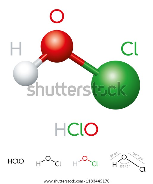 Hclo Hypochlorous Acid Molecule Model Chemical Stock Vector (Royalty ...