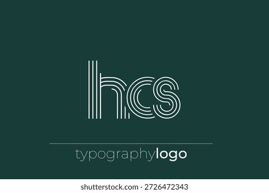 Logotipo moderno da tipografia geométrica HCS. Composição moderna e elegante com uma ilustração de logotipo de tipografia monocromática projetada com linhas intrincadas.
