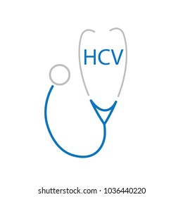 HCV (Hepatitis C Virus) Acronym And Stethoscope Icon- Vector Illustration