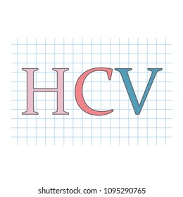 HCV (Hepatitis C Virus) written on checkered paper sheet- vector illustration