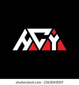 HCY triangle letter logo design with triangle shape. HCY triangle logo design monogram. HCY triangle vector logo template with red color. HCY triangular logo Simple, Elegant, and Luxurious design.