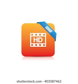 HD 1080p Button With Ribbon