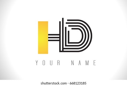 HD Black Lines Letter Logo. Creative Line Letters Design Vector Template.