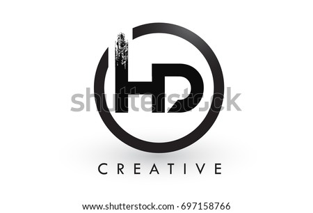 HD Brush Letter Logo Design with Black Circle. Creative Brushed Letters Icon Logo.