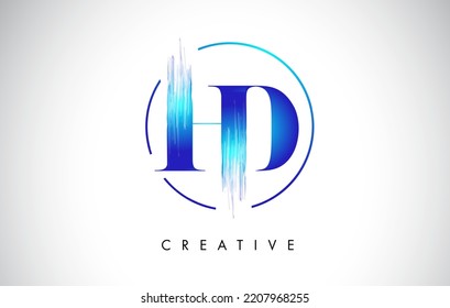 Diseño del logotipo de la carta de punteo del pincel HD. Icono del logotipo de pintura azul con diseño de vectores de círculo elegante.