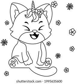 HD coloring pages of Cute cats and Caticorn for kids and adults