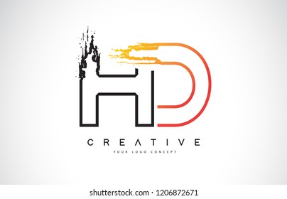 HD Creative Modern Logo Design Vetor with Orange and Black Colors. Monogram Stroke Letter Design.