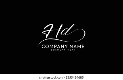 HD D H  initial signature logo template vector