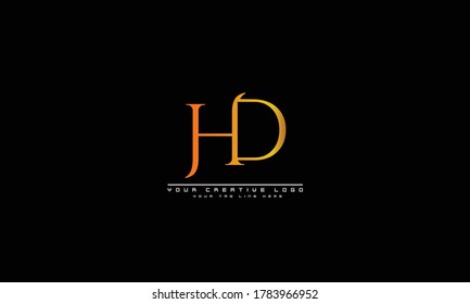 Plantilla de monograma del logotipo del vector abstracto HD DH
