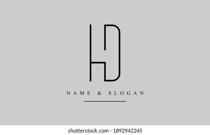 HD DH abstract vector logo monogram template