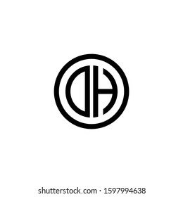 HD, DH, H and D, D and H,  initial letters circle elegant logo golden silver black background - vector