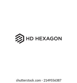 HD OR DH HEXAGON LOGO DESIGN VECTOR