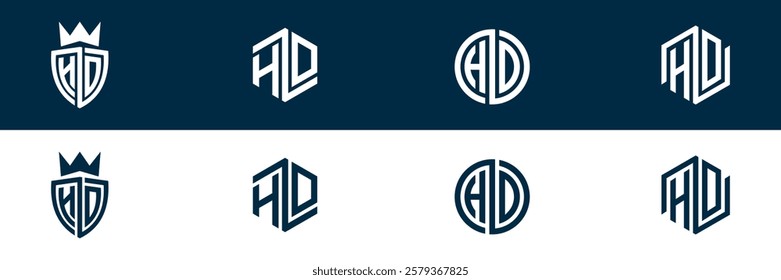 HD DH letter logo set design