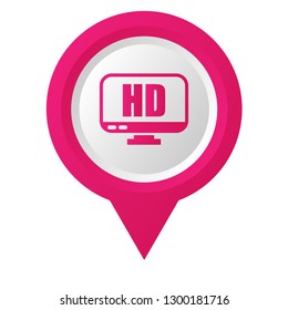 Hd display icon and map pin. logo concept. Designed for your web site design, logo, app, UI