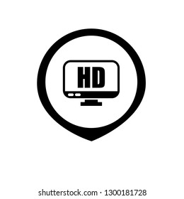 Hd display icon and map pin. logo concept. Designed for your web site design, logo, app, UI