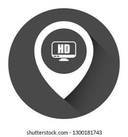 Hd display icon and map pin. logo concept. Designed for your web site design, logo, app, UI