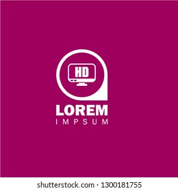 Hd display icon and map pin. logo concept. Designed for your web site design, logo, app, UI