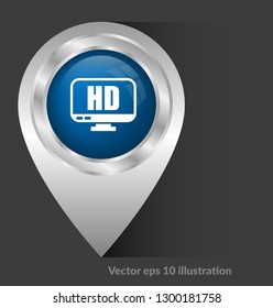 Hd display icon and map pin. logo concept. Designed for your web site design, logo, app, UI