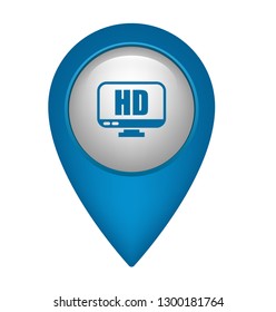 Hd display icon and map pin. logo concept. Designed for your web site design, logo, app, UI