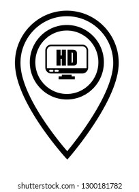 Hd display icon and map pin. logo concept. Designed for your web site design, logo, app, UI
