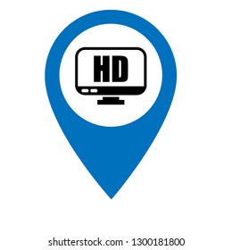 Hd Display Icon And Map Pin. Logo Concept. Designed For Your Web Site Design, Logo, App, UI