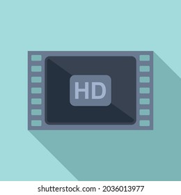Vector plano del icono de película HD. Video de cine. Cámara de cine
