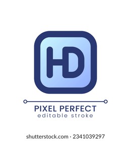 HD format pixel perfect gradient fill ui icon. Video production. Screen resolution. High definition. Modern colorful line symbol. GUI, UX design for app, web. Vector isolated editable RGB element