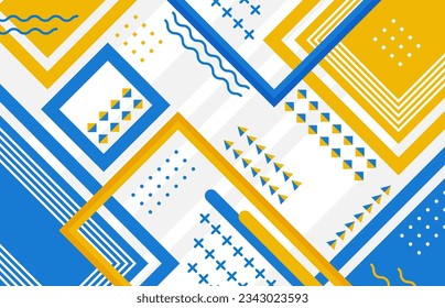 HD Geometric Abstract Background with Yellow Blue Color Combination