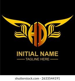HD Golden Wing Emblem Logo with elegant gold wings, sleek and modern design. Ideal for branding, creative projects, luxury businesses, or artistic ventures.