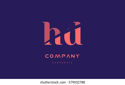 hd h d alphabet small letter blue pink creative design vector company logo icon template 