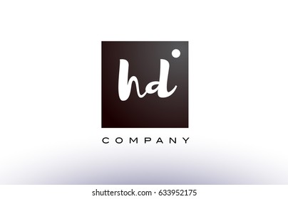 HD H D black white handwritten handwriting alphabet company letter logo square design template dot dots creative abstract