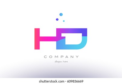 hd h d  creative pink purple blue modern dots creative alphabet gradient company letter logo design vector icon template