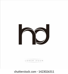 hd h d Initial Letter Split Lowercase Modern Monogram linked outline rounded logo