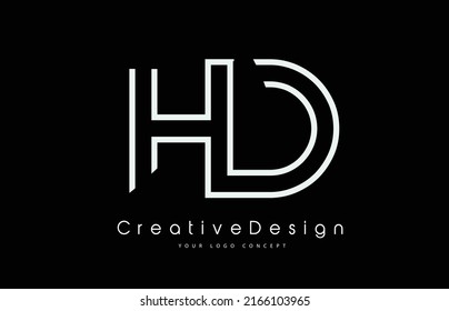 HD H D Letter Logo Design in White Colors. Creative Modern Letters Vector Icon Logo Illustration.