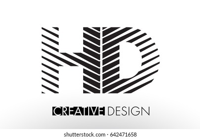 HD H D Lines Letter Design with Creative Elegant Zebra Vector Illustration.