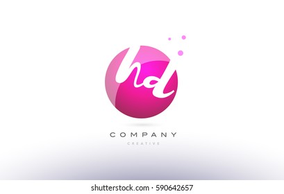hd h d  sphere pink 3d alphabet company letter combination logo hand writting written design vector icon template 