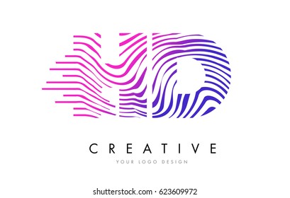 HD H D Zebra Letter Logo Design with Black and White Stripes Vector