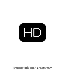 HD - High Definition Icon in black flat glyph, filled style isolated on white background