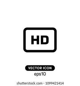 HD (High Definition) Sign Vector Icon Illustration For Web And Mobile Application.Ui/Ux.White Background.